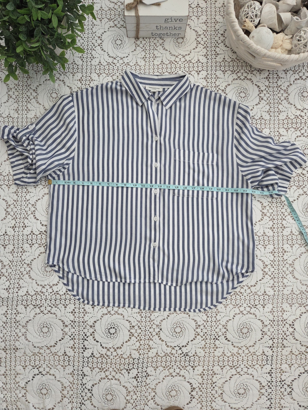 beachlunchlounge Navy & White Murphy Striped Shirt  Size L - Picture 6 of 9